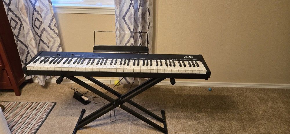 88Moukey Beginner 88 Key Full-Size Semi-Weighted Electric Keyboard, MEP-110 Digital Piano+ Stand Keys Keyboard