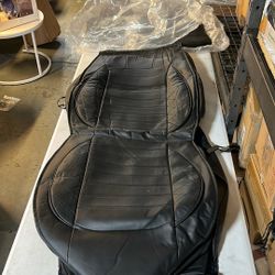 Black Leather Style Car Seat Covers – GT500 Style – 3 Full Covers + Headrest Cushions – New (Open Box)