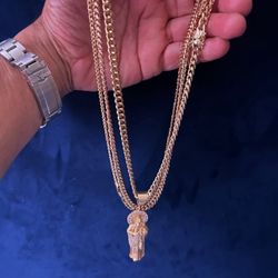 Three Cuban Chains And A Saint Jude Pendant Gold Plated $30 For All Four Pieces