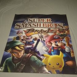 Super Smash Bros Brawl Large Blockbuster Poster (EXTREMELY RARE) Nintendo Wii