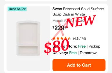 Swan
Recessed Solid Surface Soap Dish in White