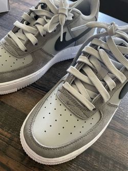 NEW 6Y Nike Air Force 1 Essential light smoke grey/dark smoke grey suede/leather