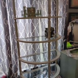 Curio Cabinet Glass Shelves Painted Seafoam Green 