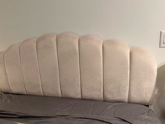 White/Cream Tufted Velvet Upholstered Headboard