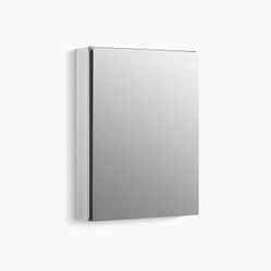 KOHLER medicine cabinet 20" W x 26" H aluminum single-door cabinet with mirrored door