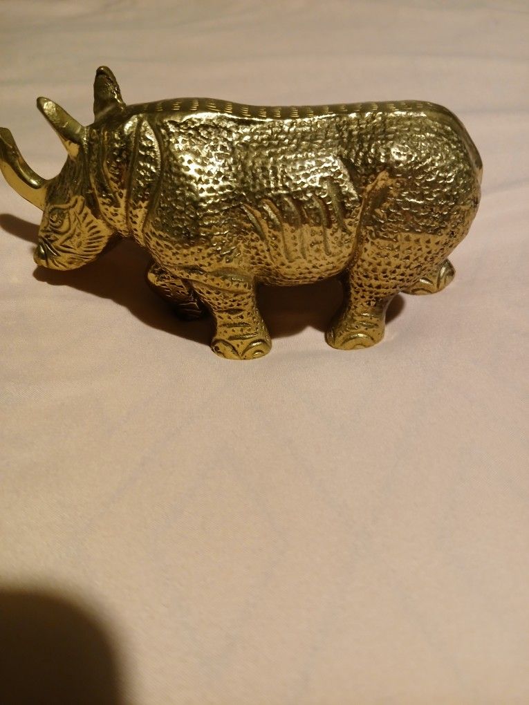 Vintage Rhino Cast Metal Heavy