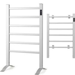 New Towel Warmer, Freestanding & Wall Mounting 6 Bars Heated Towel Rack w/Timer LED Display