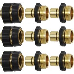 3/4 Inch Garden Hose Quick Connector Water Hose Fitting Male and Female, 3 Set & 3 male quick connectors