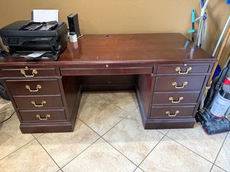 Cherry Wood Executive Desk with Drawers