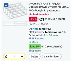 Vtopmart 4 Pack 4" Regular Upgrade Drawer Dividers for Clothes, 12.8"-22.3" Expandable Dresser Drawer Organizer, Clear Plastic Separators for Dresser,