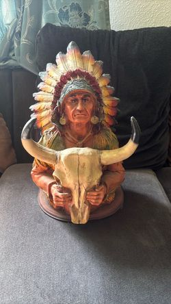 Native American Chief Resin Bust Figurine
