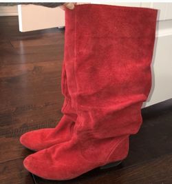 Red Suede Slouch Gianni Bini Boots Size  10.5