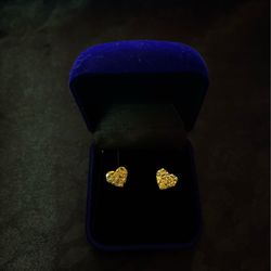 Gold Nugget Heart Earrings