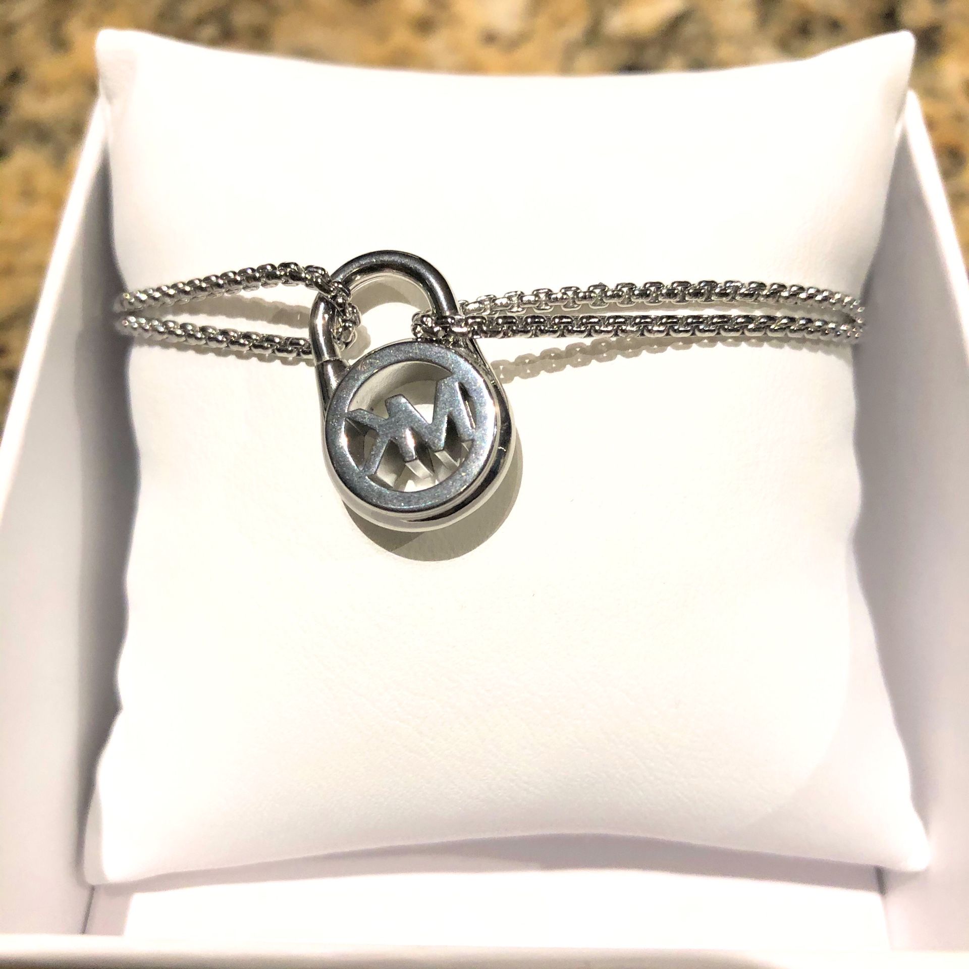Michael Kors Sterling Silver Padlock Pave Bracelet