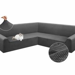 New Velvet Sectional Couch Covers L Shape Stretch Sofa Cover Extra Corner Sectional Slipcover Set Magic Thick U Shaped Sofa Covers Living Room Soft Fu