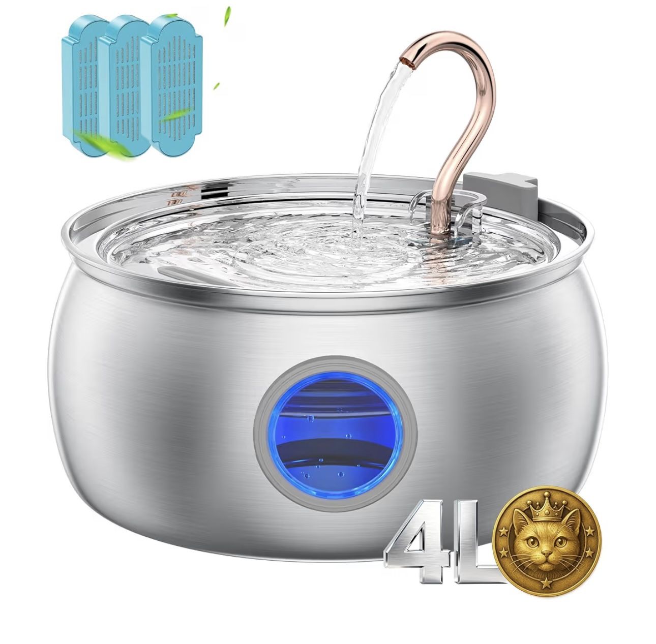 Stainless Steel Cat Water Fountain - 4.0L/135oz