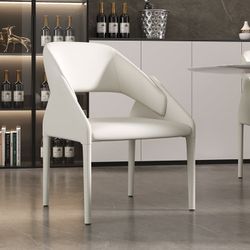 Modern Faux Leather Dining Chairs White (6) - $180 Each