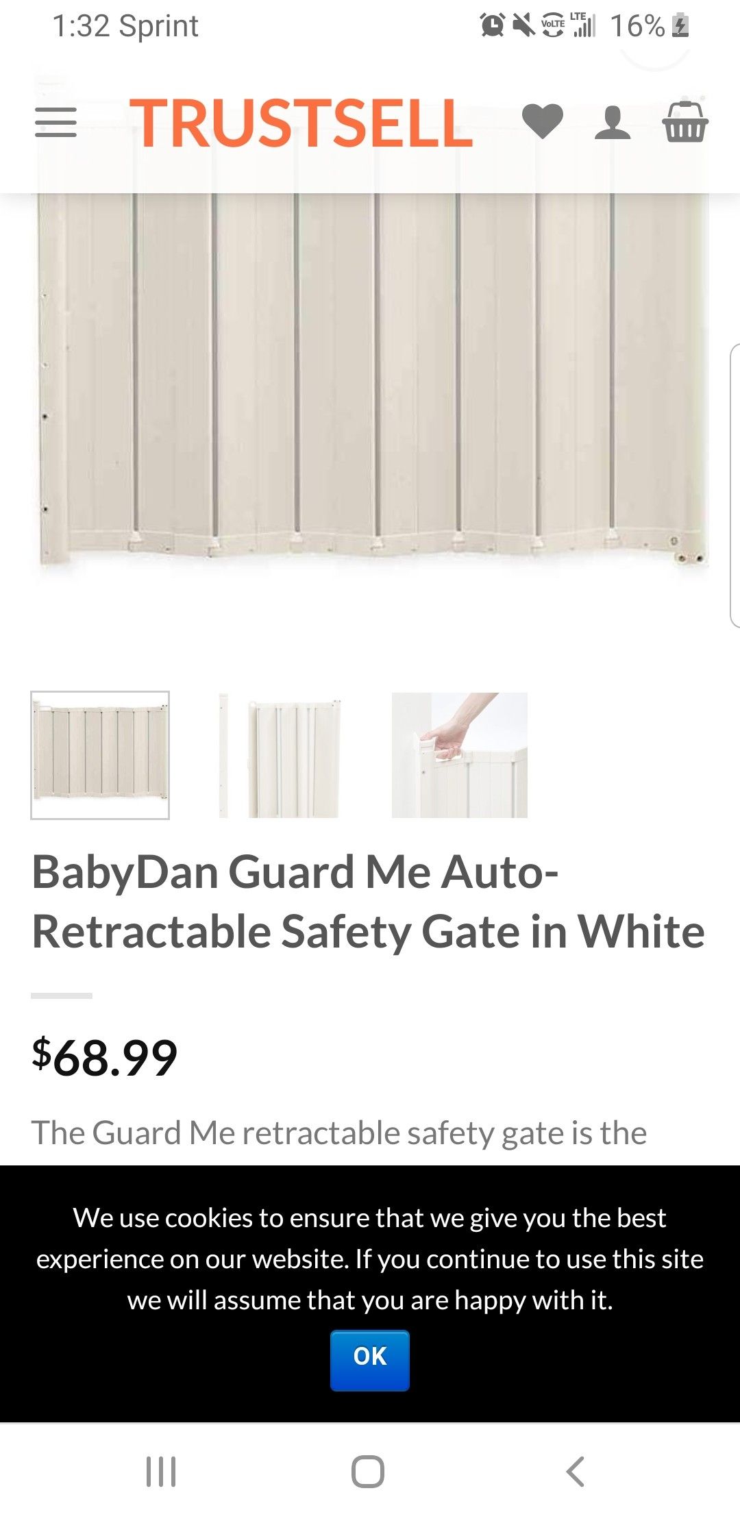 BabyDan Guard Me Auto-Retractable Safety Gate in White