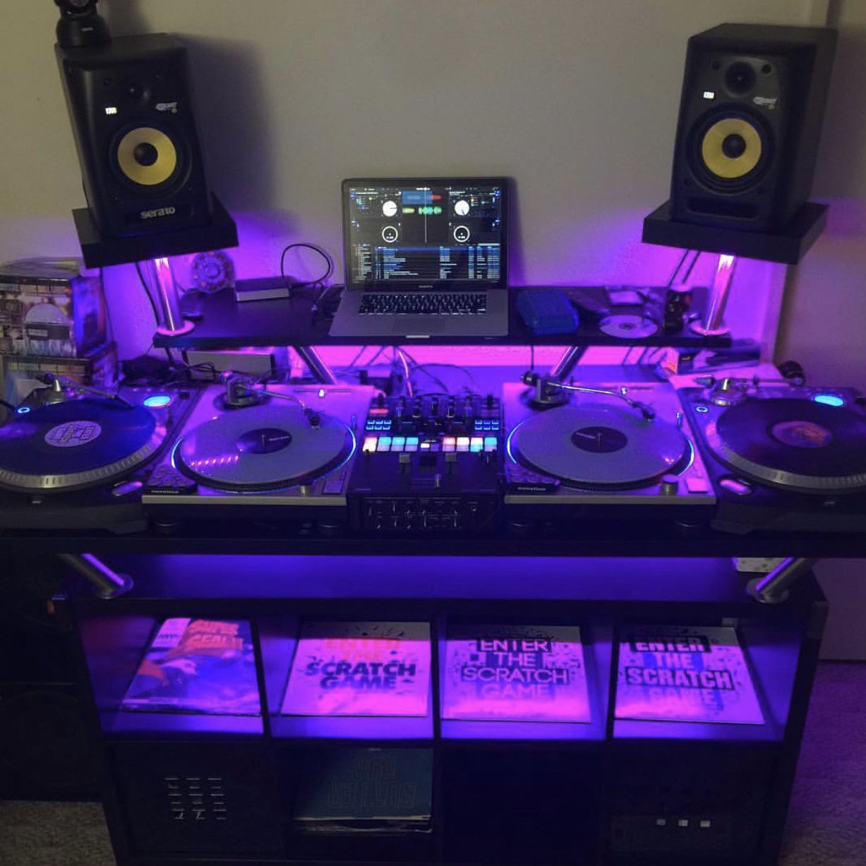 Custom built dj studio table with led lights