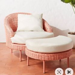 2 Lilith Pink Indoor/Outdoor Chair With Ottoman Anthropologie