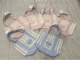 Trader Joe’s Stripped Mini Canvas Tote Bag -  Pink & Blue - New - $10 Each FIRM!