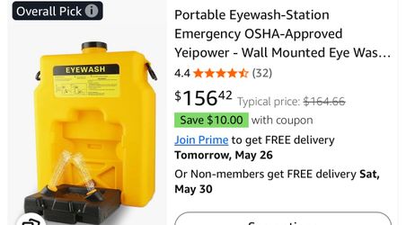 Portable eyewash for emergency