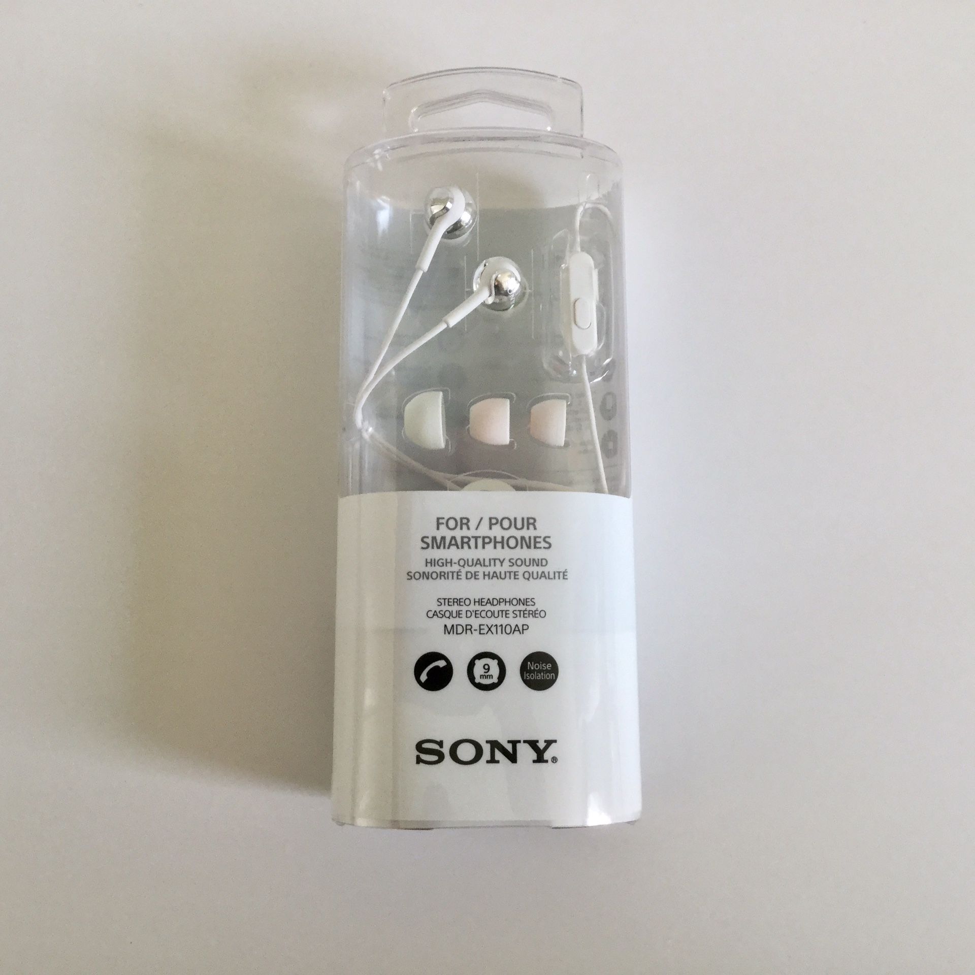 Three White Sony Stereo Headphones MDR-EX110AP