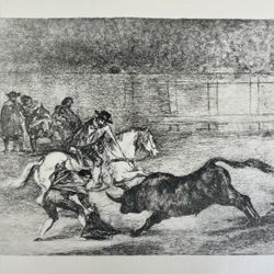 NOBLEMAN BREAKING DARTS BULLRING Original Vintage Fine Art GOYA Spain Print 60’s Printed Antique Collectible Spanish Bullfighting Historic Fighting R
