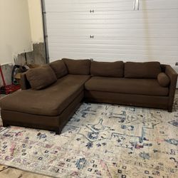 Costco Brown L-Shaped Sectional Sofa – Great Condition