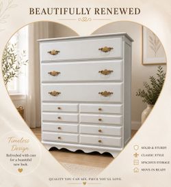 Refinished Platinum Dresser – 5 Drawer, Solid Wood, Modern Look