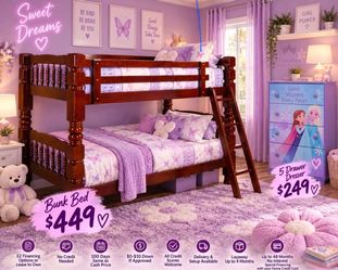 Wood Bunk Bed with Ladder