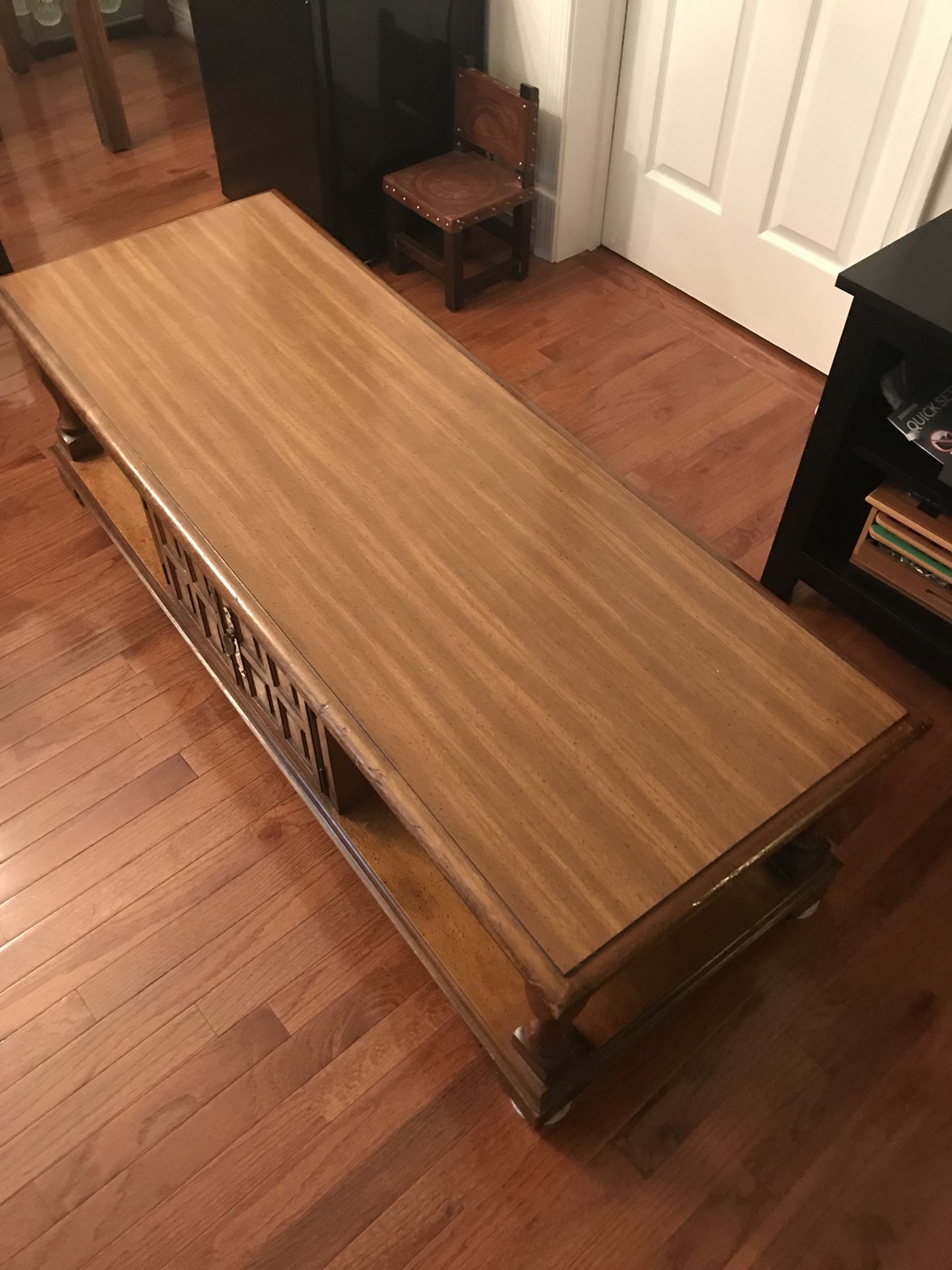 Brown wooden coffee table