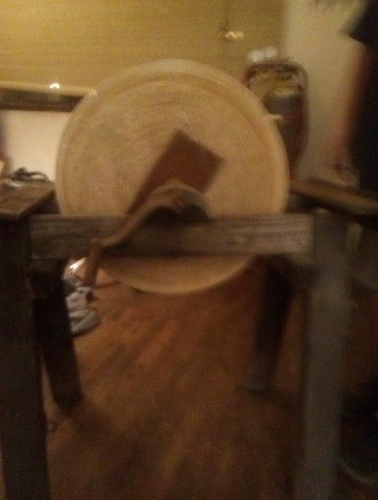 Antique Grinding Wheel With Brackets And Crank