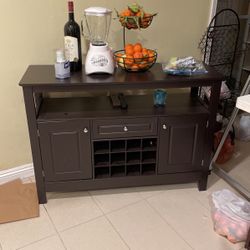 Console Shelf Table With Wine Storage 