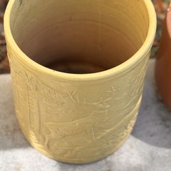 Redwing Brushware Pottery "Elk in the Forest" Sand Jar