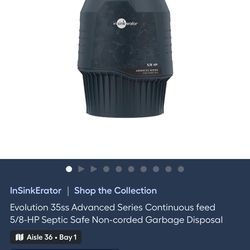 InsinkErator Evolution 35ss Advanced Series Continuous feed 5/8-HP Septic Safe Non-corded Garbage Disposal