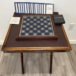 Civil War Chess Set with Wood Table & Storage Case – Complete Collectible Set