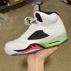 Size 9 - Nike Air Jordan Retro 5 Poison Ghost Green White