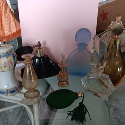 Old Perfume Bottles And Hairpin Holder