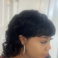 Human Hair Wig With Bangs