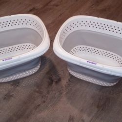 2 Aetna White Laundry Baskets