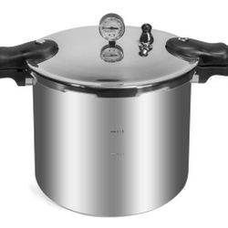 Barton Pressure Canner 22-Quart Capacity Pressure Cooker Built-in Pressure Gauge with (1) Rack, Aluminum Polished


