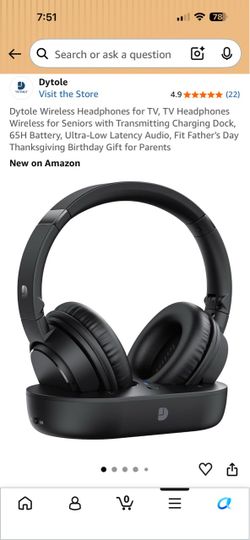 Dytole Wireless TV Headphones with Charging Dock