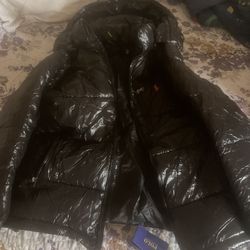 Polo Ralph Lauren Mens Size Water-Repellent Down Jacket BLACK GLOSSY NWT $398 M
