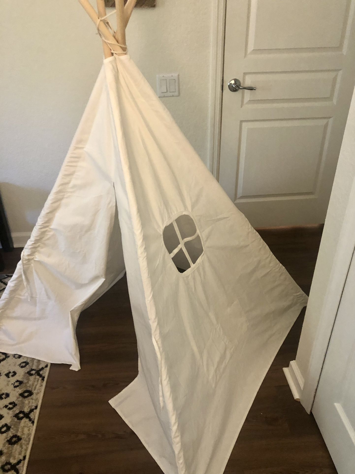 Kids White Cloth Play Tent Teepee 