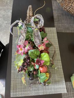 Vintage wicked flower and fruit decoration