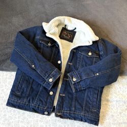 Zara Kids Denim Blue Sherpa Jacket Size 10