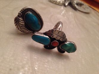 2 Navajo rings with turquoise