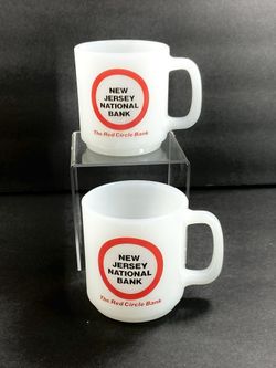2 Glasbake  New Jersey national bank mugs
