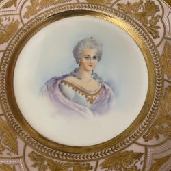 ANTIQUE AUGUSTUS REX MEISSEN PORTRAIT PLATE OF LOUISE d'ORLEANS SET OF 3 $1200